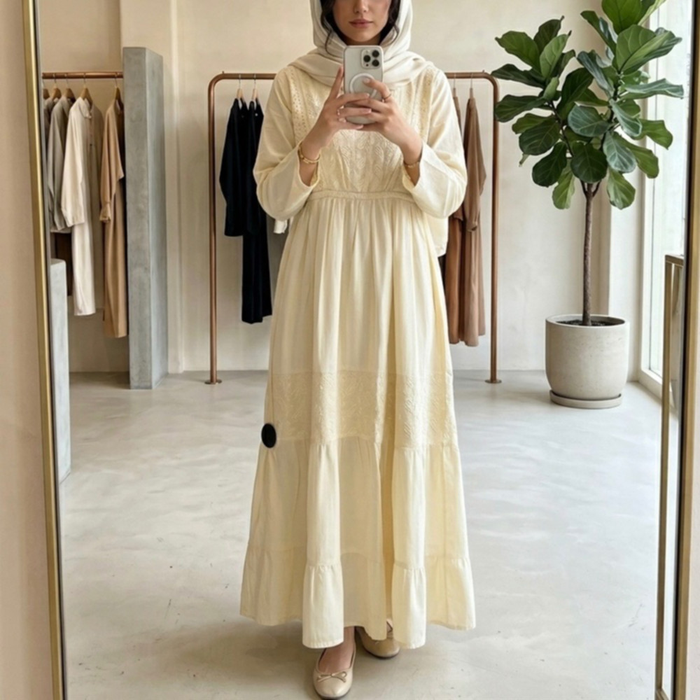 کفتان کرم رنگ نخی وارداتی زنانه
