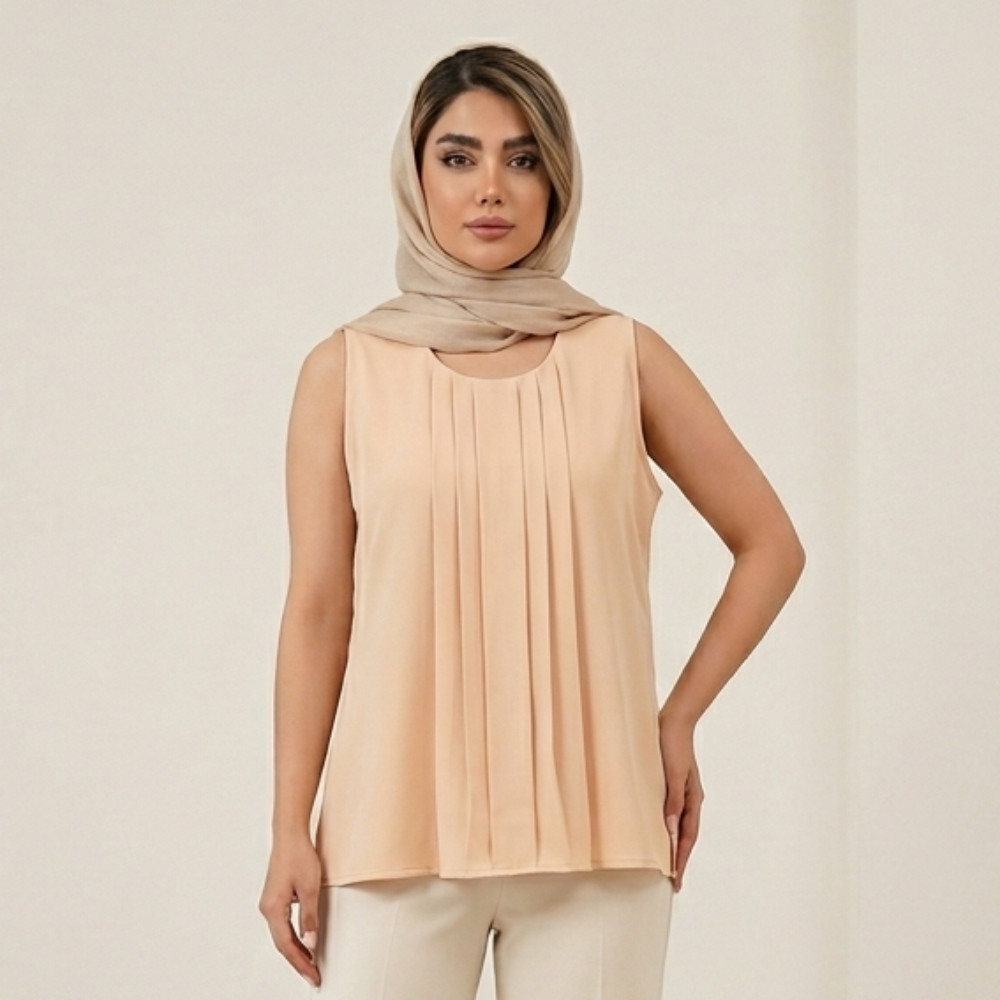 تاپ مجلسی کرپ حریر الیزه جلو پلیسه زنانه