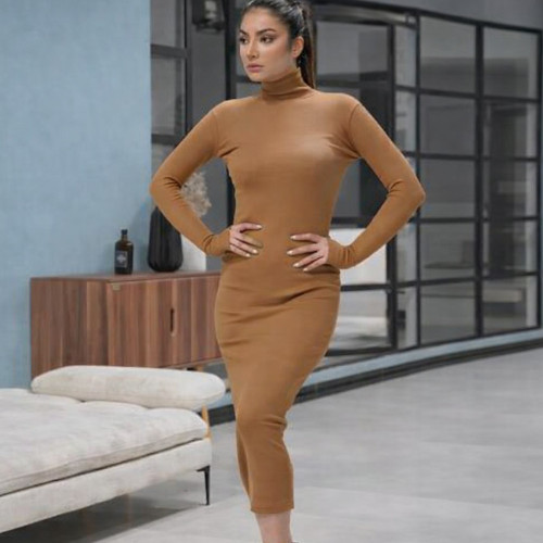 ماکسی کبریتی بلند زنانه مدل یقه اسکی