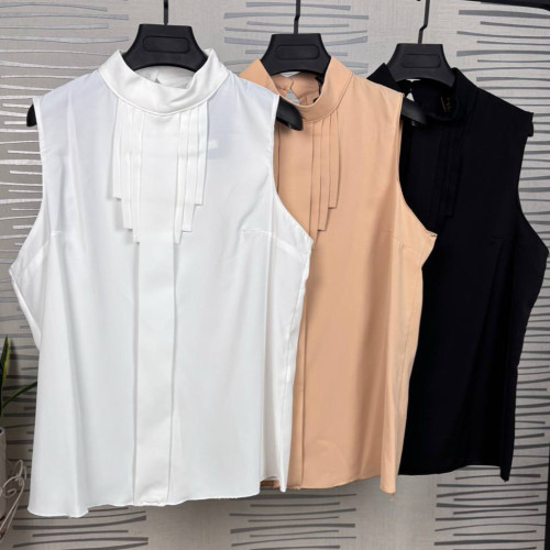 تاپ مجلسی یقه ایستاده پلیسه‌دار کرپ حریر الیزه زنانه