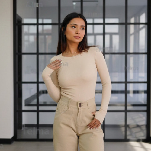 بادی یقه گرد آستین بلند کبریتی دخترانه و زنانه