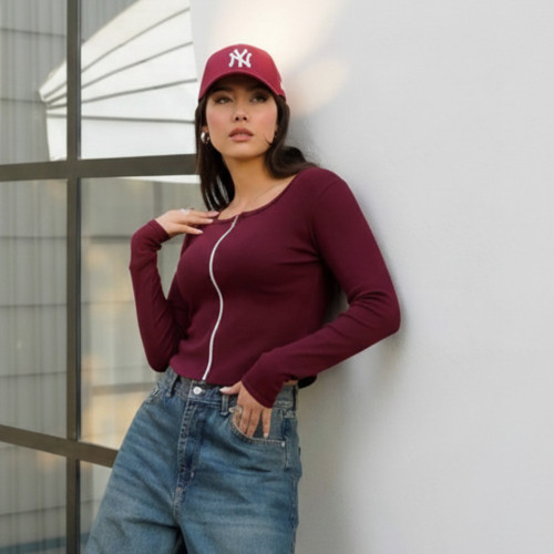 کراپ آستین بلند یقه خشت سوئیشرتی کبریتی دخترانه