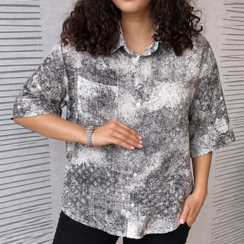 شومیز پارچه نخی آبرنگی زنانه