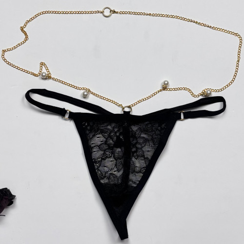 شورت زنجیردار مرواریدی لامبادا مشکی زنانه - جذاب و خاص