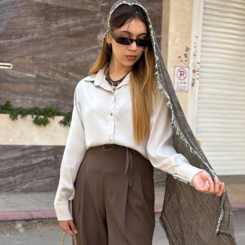 شومیز بلند مجلسی ساتن دوشس زنانه