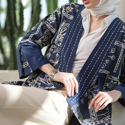 کت مانتویی پارچه پوپلین کوک‌دوزی زنانه