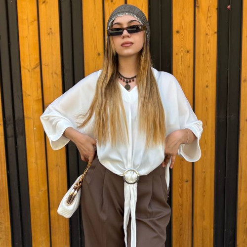 شومیز آستین کیمونو ساتن دوشس زنانه