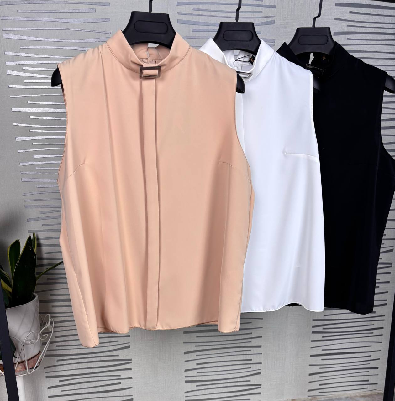 تاپ مجلسی کرپ حریر الیزه یقه ایستاده زنانه