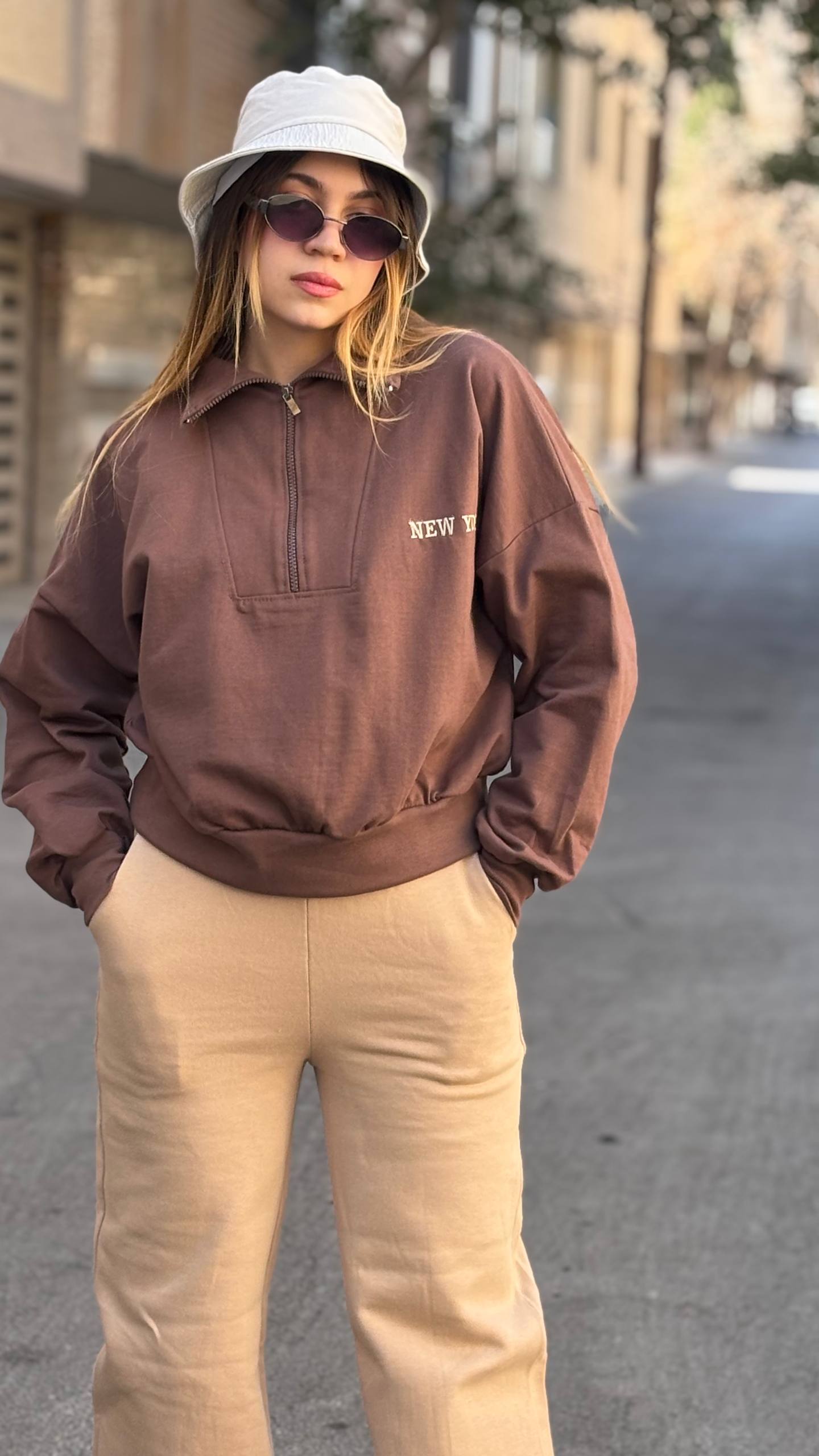 دورس دو نخ new york تو کرک نیم زیپ دخترانه