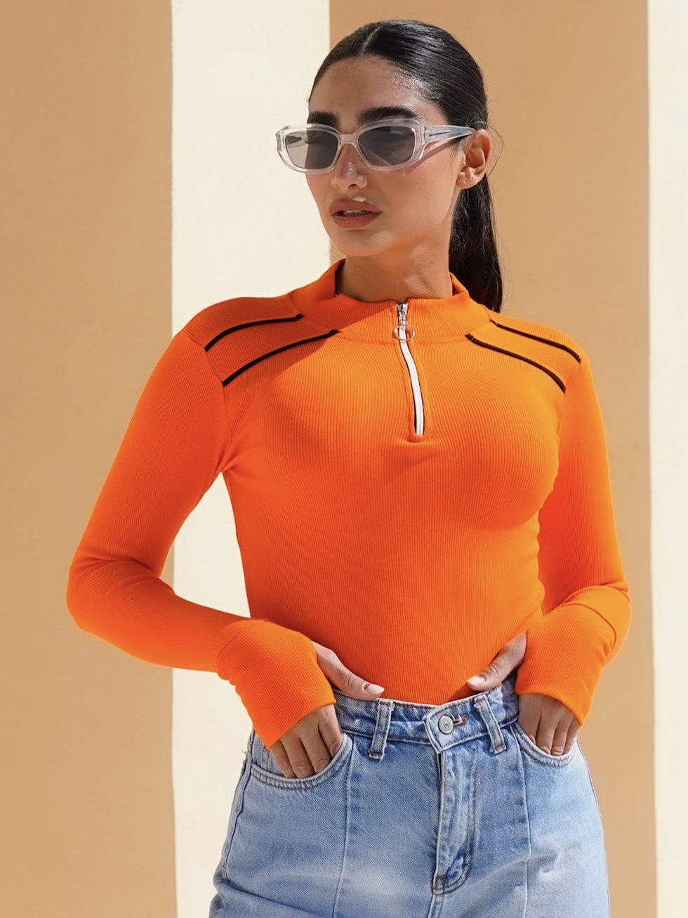 بادی مغزی دوزی نیم زیپ دخترانه