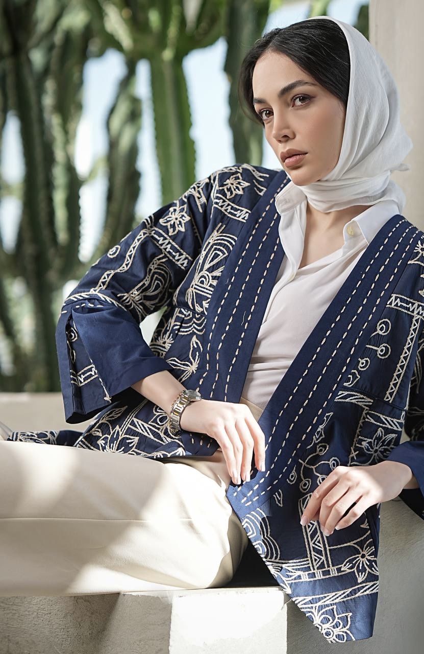 کت مانتویی پارچه پوپلین کوک‌دوزی زنانه