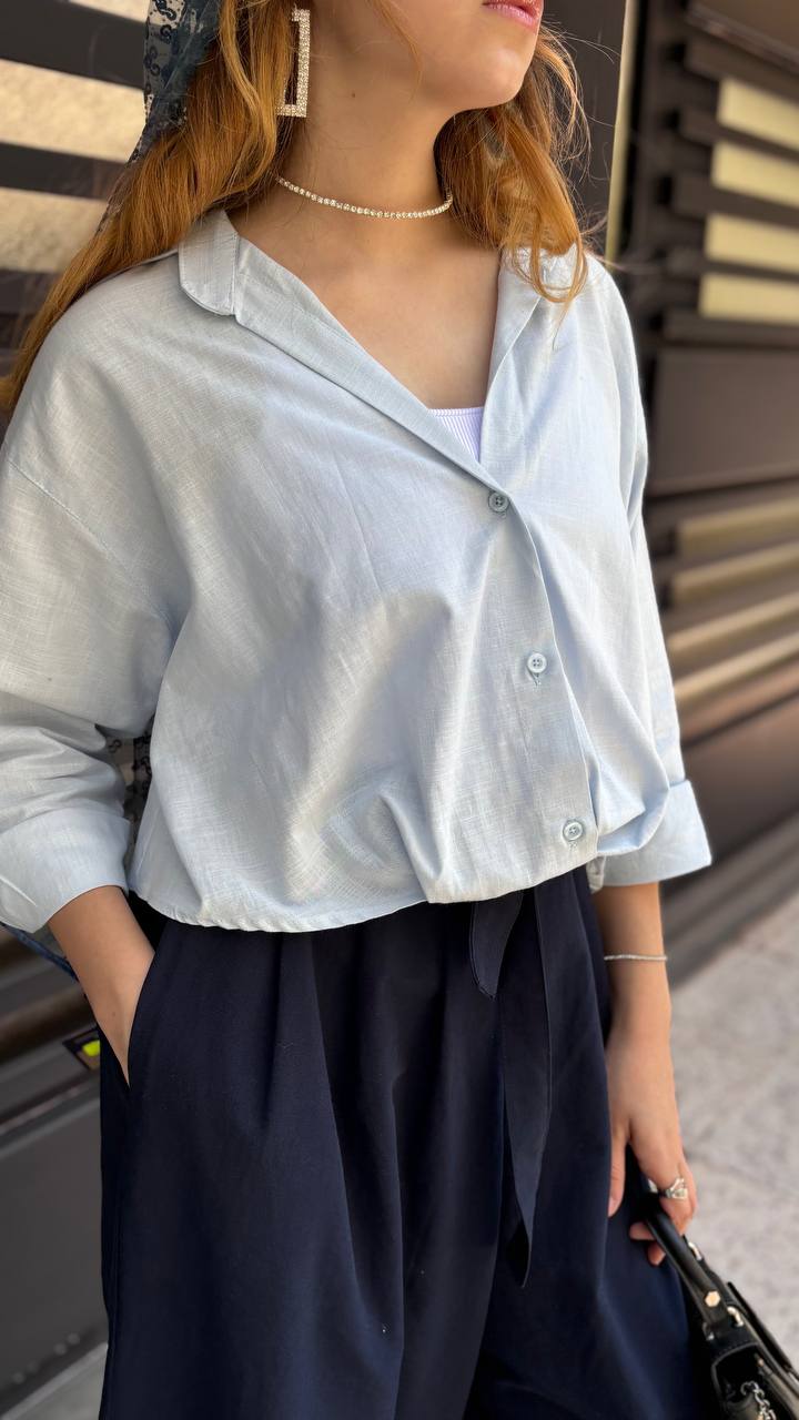 شومیز جلو گره لینن اسلپ زنانه